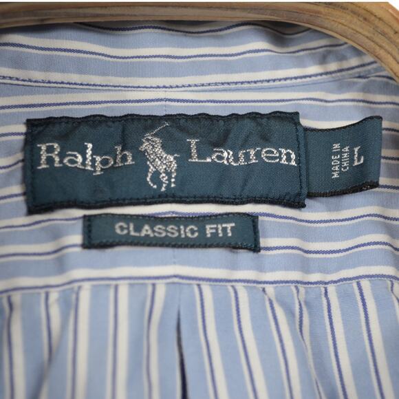 Ralph Lauren Classic Fit L – Blue Striped Button Down Shirt - Picture 5 of 6